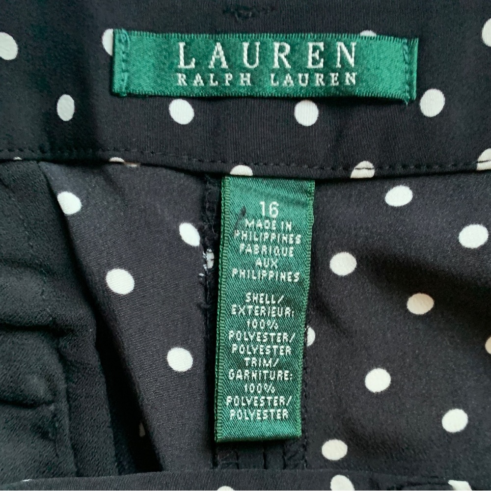 LAUREN RALPH LAUREN Polka Dot Pleated Dress Short | Black & White | Size 16 - Picture 5 of 7